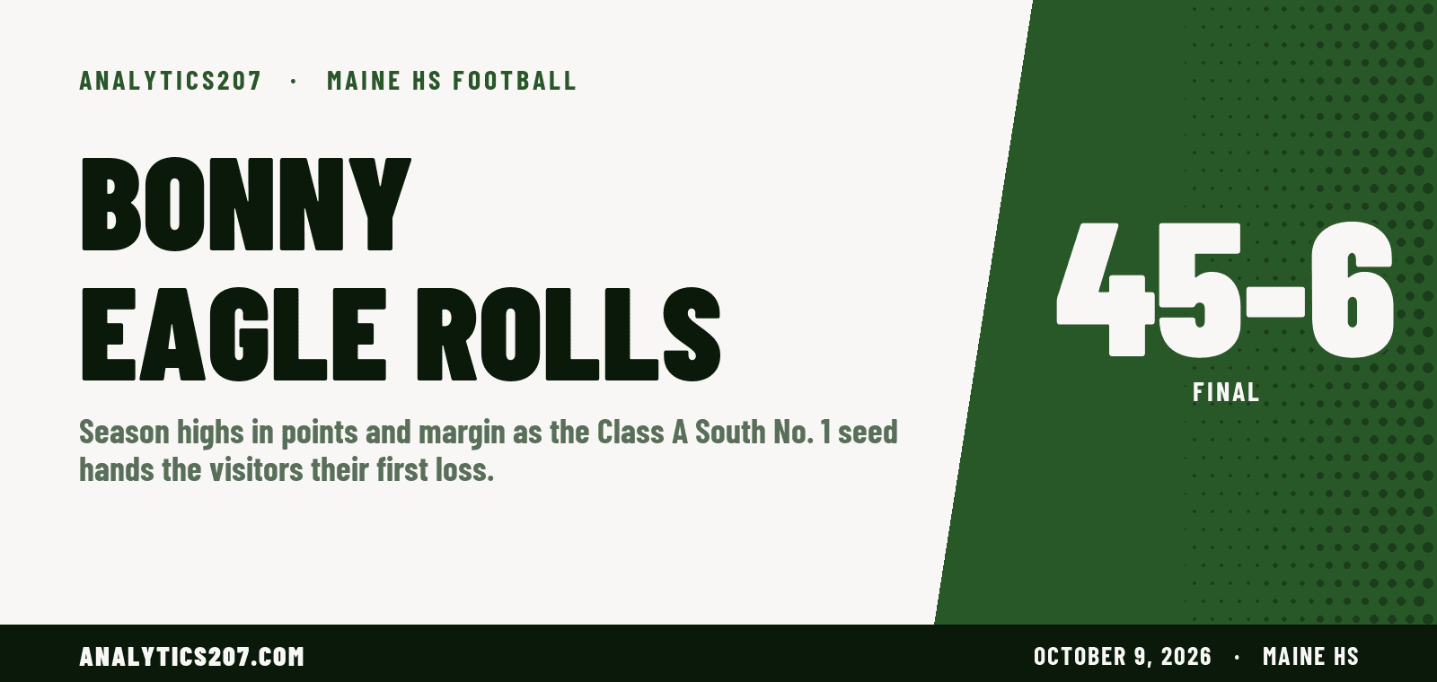 Bonny Eagle tops Oxford Hills/Buckfield 45-6, moves to 6-0